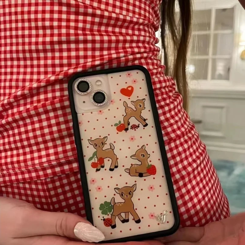Wildflower 3D Christmas fawn Phone Case for iPhone 16 15 14 13 12 Pro Max Plus 16pro Cherry Strawberry WF Cartoon Cover Wildflower 3D Christmas fawn Phone Case for iPhone 16 15 14 13 12 Pro Max Plus 16pro Cherry Strawberry WF Cartoon Cover